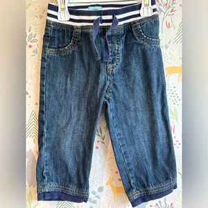 Old Navy 18-24 Mo Wide Leg Striped Elastic Waist Drawstring Blue Denim Jeans